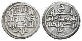 ALMORAVIDES, Ali ibn Yusuf con el emir Tashfin (533-537H). Quirate. (Ar. 0,92g/12mm). (Vives 1827; Hazard 1004; Benito Cj7). MBC.