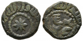 GOBERNADORES OMEYAS DE AL-ANDALUS. Anónimo. Felus. (Ae. 4,40g/16mm). (Vives 44; Frochoso XVII-c). Tipo estrella 8 puntas y leyenda centra Al-Andalus. ...