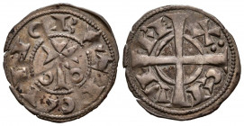 ALFONSO II (1164-1196). Dinero (Ve. 1,07g/20mm). S/D. Barcelona. (Cru. V.S. 296). Anv: Cruz sobre palo entre anillos, alrededor leyenda: BARQINO. Rev:...