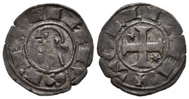 ALFONSO VIII (1158-1214). Dinero. (Ve. 1,02g/17mm). Toledo. (FAB-23; Imperatrix A8:38.1). Anv: Busto de Alfonso VIII a izquierda, alrededor leyenda: A...