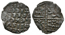ALFONSO X (1252-1284). Dinero (Ve. 0,77g/16mm). S/D. Marca de ceca espada. (FAB-244). Anv: leyenda en seis líneas: ALFONSVS REX CASTELLE ET LEGIONIS; ...
