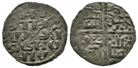 ALFONSO X (1252-1284). Dinero (Ve. 0,63g/17mm). S/D. Marca de ceca triangulo y roel. (FAB-no cita; Bautista-372.1). Anv: leyenda en seis líneas: ALFON...