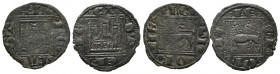 ALFONSO X (1252-1284). Bonita pareja de dos Obolos de Alfonso X, uno de ellos de la ceca de león (FAB-284) y el otro con marca de ceca de creciente ha...