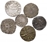 Bonito conjunto formado por 6 vellones medievales del reino de Aragón acuñados por Jaime I y II, Alfonso el Magnánimo y Pedro III. Diferentes estados ...