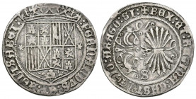 REYES CATÓLICOS (1474-1504). 1 Real (Ar. 3,22g/25mm). S/D. Sevilla. (Cal-2019-424). Anverso con dos estrellas y S en reverso. MBC+.