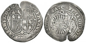 REYES CATOLICOS (1474-1505). 1 Real. (Ar. 3,10g/26mm). Toledo. (Cal-2019-468). T-M en anverso. Sin marca en reverso. MBC-. Escasa.