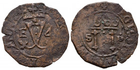 JUANA y CARLOS (1504-1555). 4 Maravedís. (Ve. 3,12g/26mm). Santo Domingo. (Cal-2019-33). Valor 4. MBC.