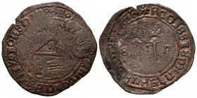 JUANA Y CARLOS (1504-1555). 4 Maravedís (Ae. 3,02g/28mm). S/D (1542). Santo Domingo. (Cal-2019-35). Valor IIII en anverso. RC. Escasa.