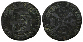 ALBERTO E ISABEL (1556-1598). 1 Duit (Ae. 1,68g/21mm). 1619. Brabante. (Vanhoudt-593). RC.