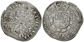 ALBERTO E ISABEL (1598-1621). 1/4 Patagón. (Ar. 6,17g/30mm). S/D. Tournai. (Vicenti 273). MBC-