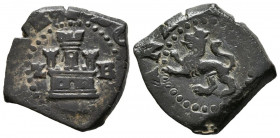 FELIPE II (1556-1598). 2 Maravedís (Ae. 4,46g/19mm). S/D (1581-1589). Burgos. (Cal-2019-52). Ceca a la derecha y marca Z a izquierda del castillo. MBC...