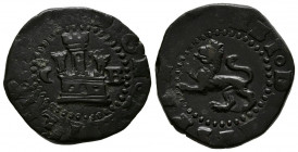 FELIPE II (1556-1598). 2 Maravedís (Ve. 5,06g/21mm). S/D (Antes de 1582). Burgos. (Cal-2019-51). MBC-.