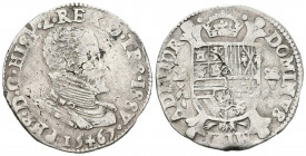 FELIPE II (1556-1598). 1/5 Escudo. (Ar. 6,45g/29mm). 1567. Amberes. (Vicenti 856). BC+.