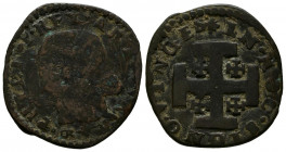 FELIPE II (1556-1598). 3 Cavalli (Ae. 3,48g/23mm). S/D. Nápoles. (MIR-194). RC/BC.