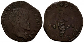 FELIPE II (1556-1598). 1 Tornese (Ae. 5,42g/26mm). 1598. Nápoles. (MIR-Tipo 190). BC+.