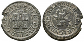 FELIPE III (1598-1621). 2 Maravedís. (Ae. 2,88g/20mm). 1601. Segovia C. (Cal-2019-182). MBC. Cospel faltado.