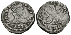 FELIPE III (1598-1621). 2 Tari (Ar. 5,18g/23mm). 1609. Mesina (Sicilia). (Vicenti-93). MBC.