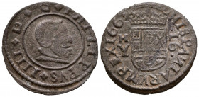 FELIPE IV (1621-1665). 16 Maravedís (Ve. 3,22g/26mm). 1663. Madrid. (Cal-2019-477). Y en reverso. MBC.
