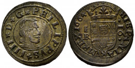 FELIPE IV (1621-1665). 16 Maravedís. (Ae. 4,51g/26mm). 1664. Segovia BR. (Cal-2019-491). Acuñaciones del Real Ingenio. EBC+. Bonito ejemplar escaso as...