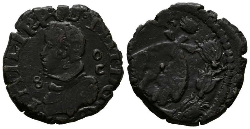 FELIPE IV (1621-1665). 1 Tornesi (Ae. 5,18g/23mm). Fecha no visible. Nápoles. (M...