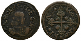 CARLOS II (1665-1700). 1 Cagliaresi (Ae. 4,75g/22mm). 1669. Cerdeña. (MIR 92/2). MBC-.