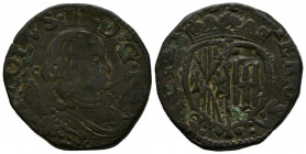 CARLOS II (1665-1700). 1 Grano (Ae. 8,32g/26mm). Fecha no visible. Nápoles AC-A. (MIR-Tipo 306). BC+