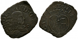 CARLOS II (1665-1700). 1 Grano (Ae. 8,63g/27mm). Fecha no visible. Nápoles AC-A. (MIR-Tipo 306). MBC. Bonito retrato. Recortada.