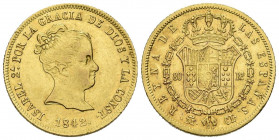 ISABEL II (1833-1868). 80 Reales. (Au. 6,77g/21mm). 1842. Madrid CL. (Cal-2019-729). MBC+. Escasa.