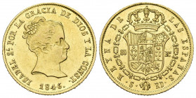 ISABEL II (1833-1868). 80 Reales. (Au. 6,79g/21mm). 1846. Sevilla RD. (Cal-2019-752). EBC-/EBC. Escasa.