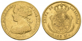 ISABEL II (1833-1868). 100 Reales. (Au. 8,30g/22mm). 1856. Sevilla. (Cal-797). MBC. Escasa.