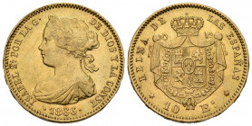 ISABEL II (1833-1868). 10 Escudos. (Au. 8,37g/21mm). 1866. Madrid. (Cal-2019-812). EBC-. Escasa.