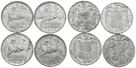 ESTADO ESPAÑOL (1936-1975). Magnífico conjunto formado por 4 monedas de 5 Céntimos acuñadas en 1953. Madrid. (Cal-2019-4). SC.
