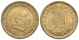 ESTADO ESPAÑOL (1936-1975). 1 Peseta. (AlCu. 3,42g/20mm). 1963 *19-67. Madrid. (Cal-2019-67). SC-.