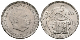 ESTADO ESPAÑOL (1936-1975). 5 Pesetas. (Ni. 5,82g/23mm). 1957 *63. Madrid. (Cal-2019-103). SC.