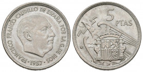 ESTADO ESPAÑOL (1936-1975). 5 Pesetas. (Ni. 5,60g/23mm). 1957 *71 Madrid. (Cal-2019-111). SC-.