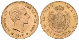 ESTADO ESPAÑOL (1936-1975). 10 Pesetas. (Au. 3,22g/19mm). 1878 *19-61. Madrid DEM. (Cal-2019-167). EBC+. Rara. Tirada de sólo 496 ejemplares