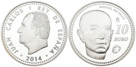 JUAN CARLOS I (1975-2014). 10 Euros. (Ar. 27,02g/40mm). 2014. Madrid. Manuel de Falla. Plata de 0,925 milésimas. (Km#1309). PROOF.