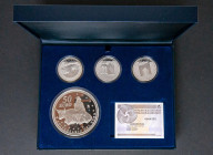 JUAN CARLOS I (1975-2014). Set completo del V Aniversario del Euro compuesto por 4 monedas con valores de 50€ (1) y 10€ (3). 2007. FNMT. Plata de 0,92...