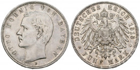 ALEMANIA (Imperio Alemán). 5 Mark. (Ar. 27,82g/38mm). 1913. Otón I. Munich D. (km#915). MBC+/EBC-.