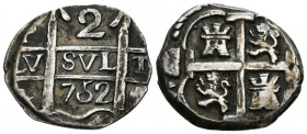 ARGENTINA. 2 Reales (Ar. 5,80g/23mm). S/D. Acuñada entre 1820 y 1824. Tucumán. Acuñada a semejanza de 2 Reales de Potosí de la época de Fernando VI. (...