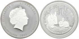 AUSTRALIA. 1 Dollar. (Ar. 31,83g/45mm). 2011. Perth. P. Año del Conejo. Plata de 0,999 milésimas. PROOF.