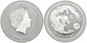 AUSTRALIA. 1 Dollar. (Ar. 31,29g/45mm). 2012. Perth. P. Año del Dragón. Plata de 0,999 milésimas. PROOF.