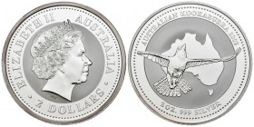 AUSTRALIA. 2 Dollars (Ar. 62,95g/50mm). 2002. Kookaburra. (Km#678). Plata de 0,999 milésimas. PROOF.