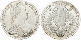 AUSTRIA. 1 Thaler. (Ar. 28,10g/41mm). 1780. María Teresa. (Km#T1). Reacuñación moderna. EBC+. Leves rayitas.