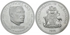 BAHAMAS. 10 Dollars. (Ar. 50,20g/50mm). 1974. Primer año de Independencia. (Km#68.a). EBC+.