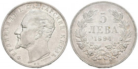 BULGARIA. 5 Leva. (Ar. 24,93g/37mm). 1894. (Km#18). MBC.