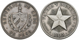 CUBA. 1 Peso. (Ar. 26,51g/38mm). 1915. (Km#15.1). MBC.