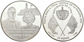CUBA. 10 Pesos (Ar. 31,28g/42mm). 1999. Visita de los Reyes de España a Cuba. (Km#675). Plata de 0,999 milésimas. PROOF.