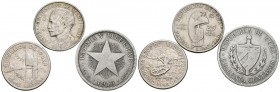 CUBA. Conjunto de 3 monedas de plata de 20, 25 y 40 Centavos acuñados entre los años 1915 y 1953. Diferentes estados de conservación. A EXAMINAR.