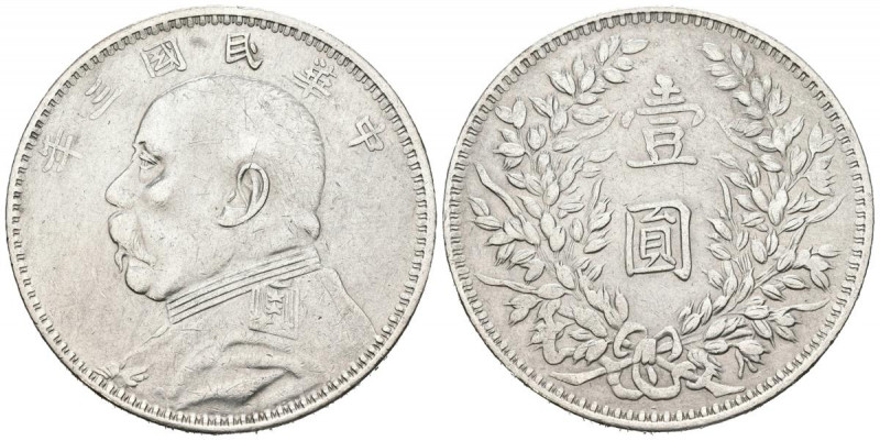 CHINA. 1 Yuan. (Ar. 26,30g/39mm). 1914 (Año 3). República de China. Yuan Shikai....